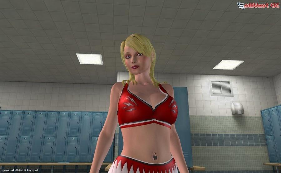16P 3d animated cheerleaders have fun in a locker room