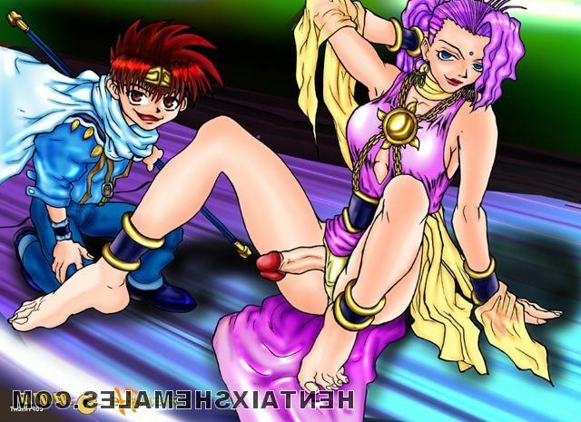 12P Two lustful shemales touching their huge pricks