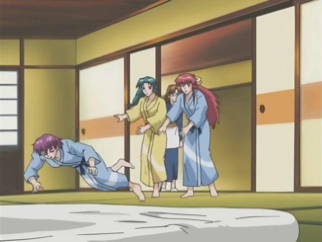 16P Three members get pleased by charming doll in stormy anime