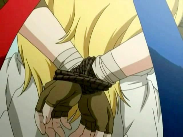8P Anime with bound babe forced to group