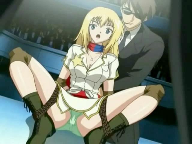8P Anime with bound babe forced to group