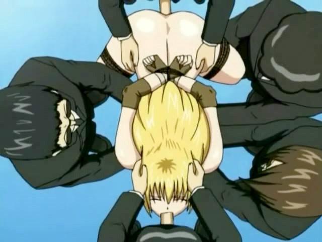 8P Anime with bound babe forced to group