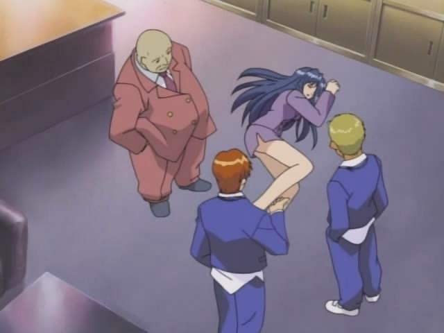 16P Hentai group fuck with three guys diddling gadget