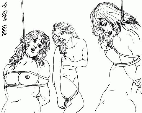 15P beautiful helpless womens necks tied with rope and some hanged