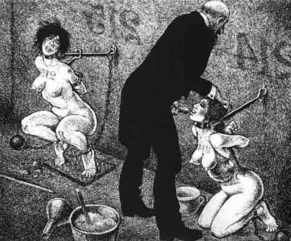 15P classic evil female dungeon bondage horror art and drawings