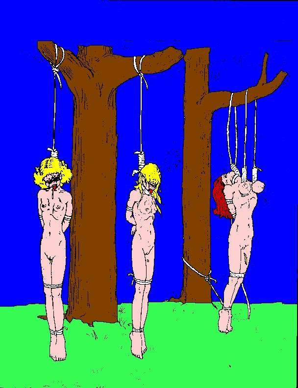 15P bizarre female rope strangle artwork horrible pain