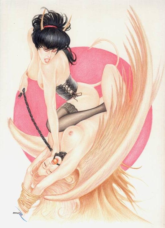 15P bizarre lesbian fetish sex and bondage pain art and drawings