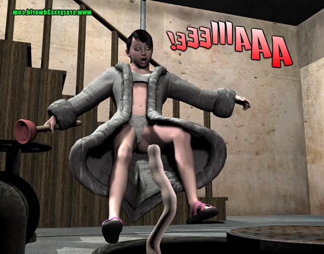 16P Brunette gets fucked by strange snake in basement
