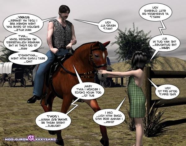 16P Horny small tit girl fucking saddle on the horse