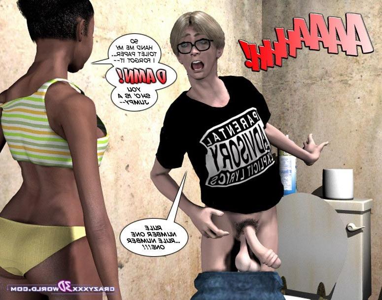 16P Ebony girl  white guy with big cock in a bathroom