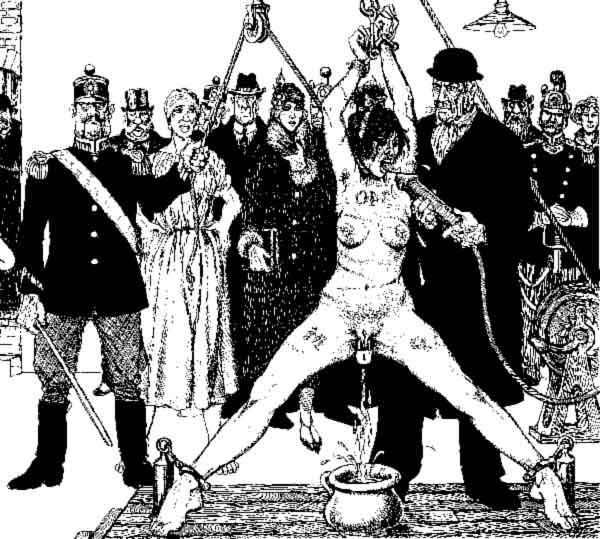 15P screaming women in medieval torture