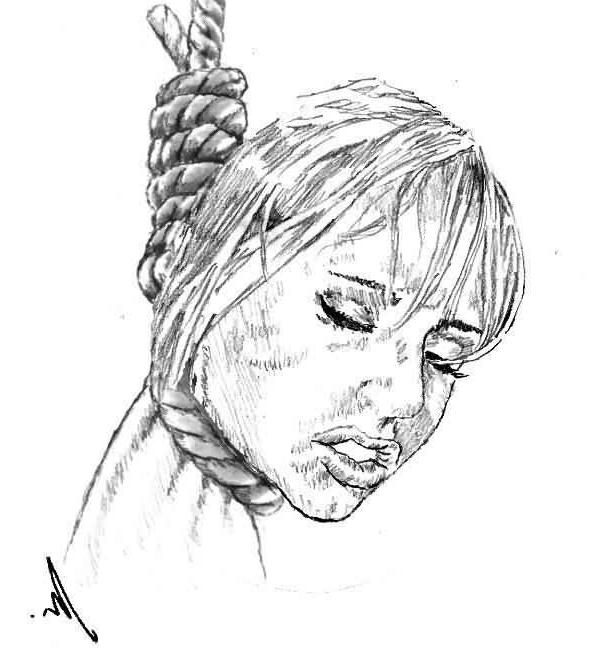 15P noose tied tight around womens necks