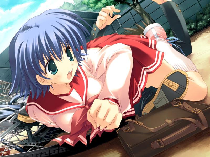 20P Little petite anime schoolgirls in short skirts and high socks