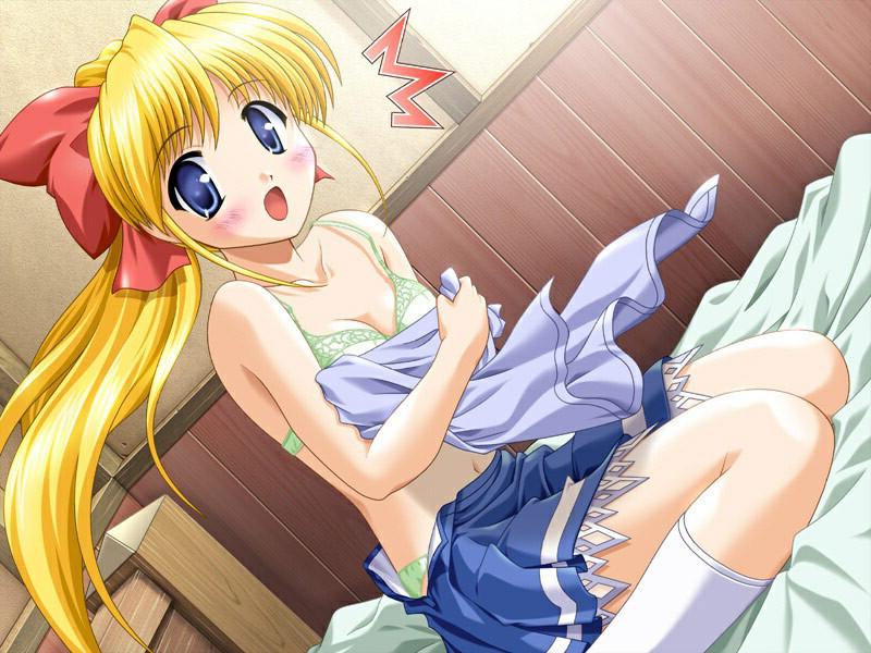 18P Blonde little hentai princess with a blue dress and small tits