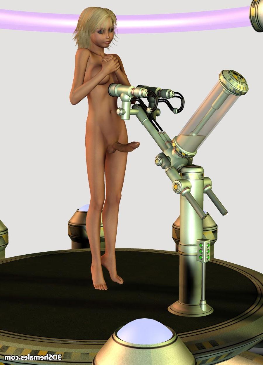 15P Dickgirl gets boobs and cock pumped by machine