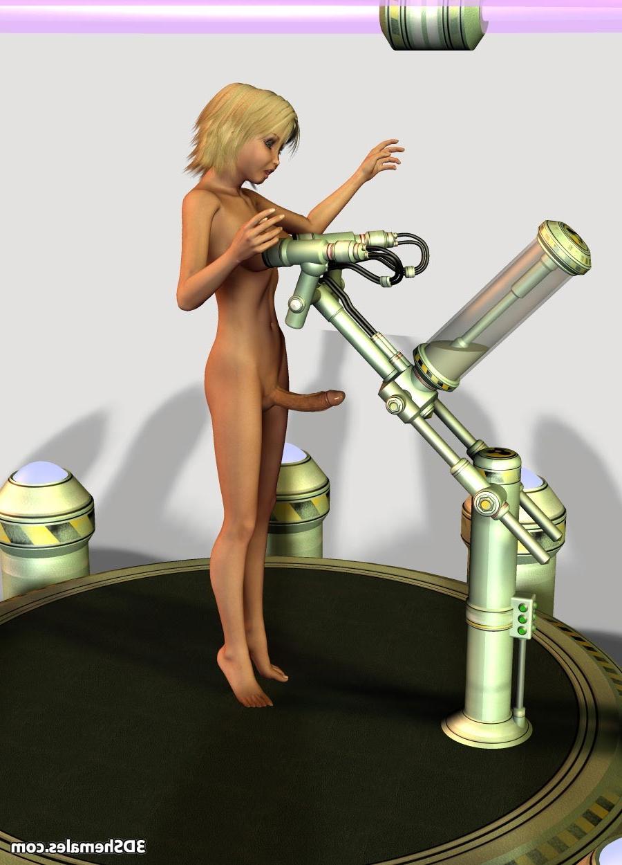 15P Dickgirl gets boobs and cock pumped by machine
