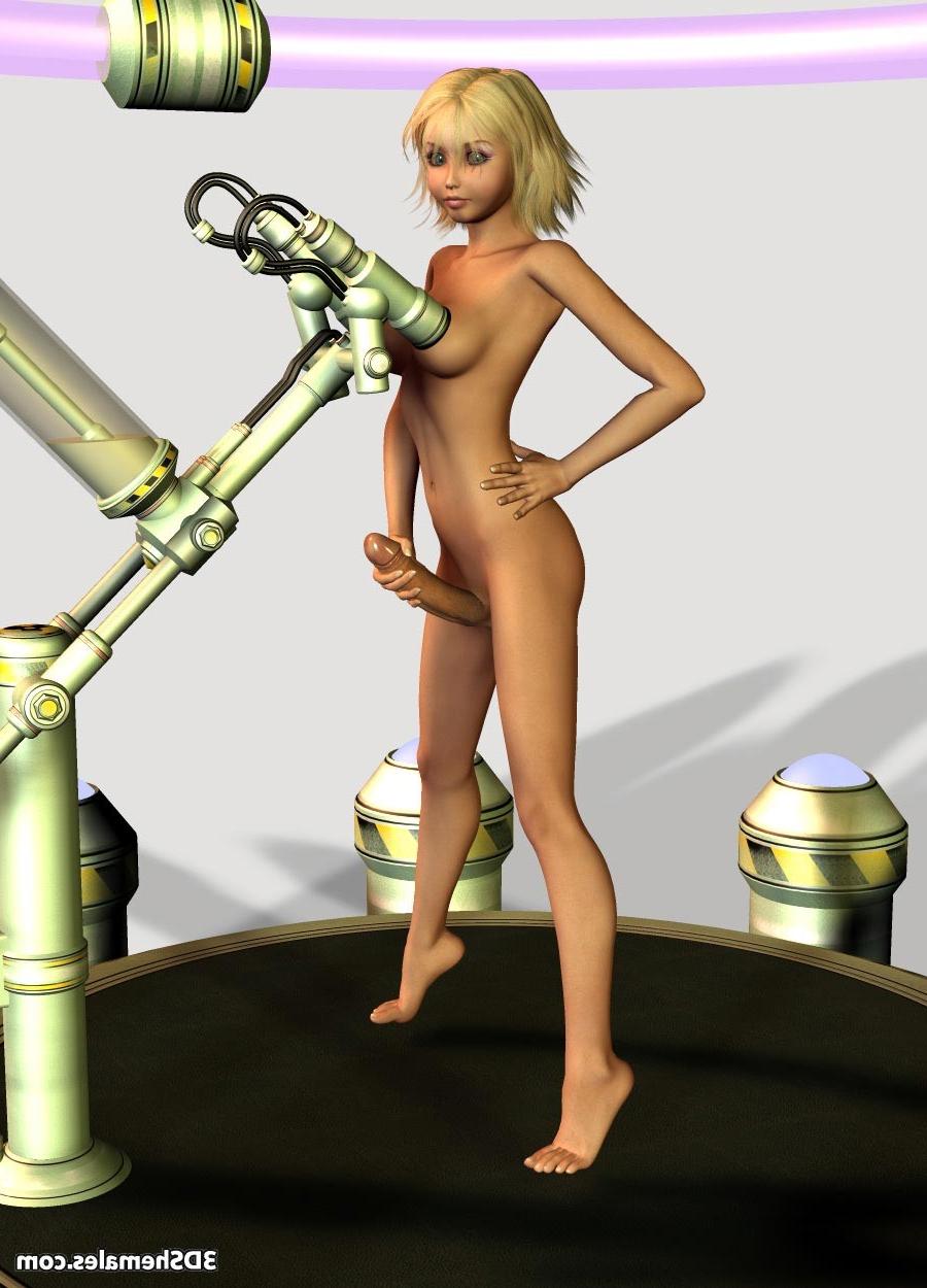 15P Dickgirl gets boobs and cock pumped by machine