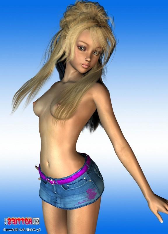 16P Horny anime girl with small perky tits posing topless