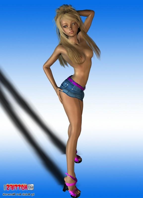 16P Horny anime girl with small perky tits posing topless