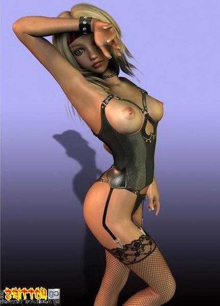 16P Sexy anime babe with perfect tits posing in lingerie
