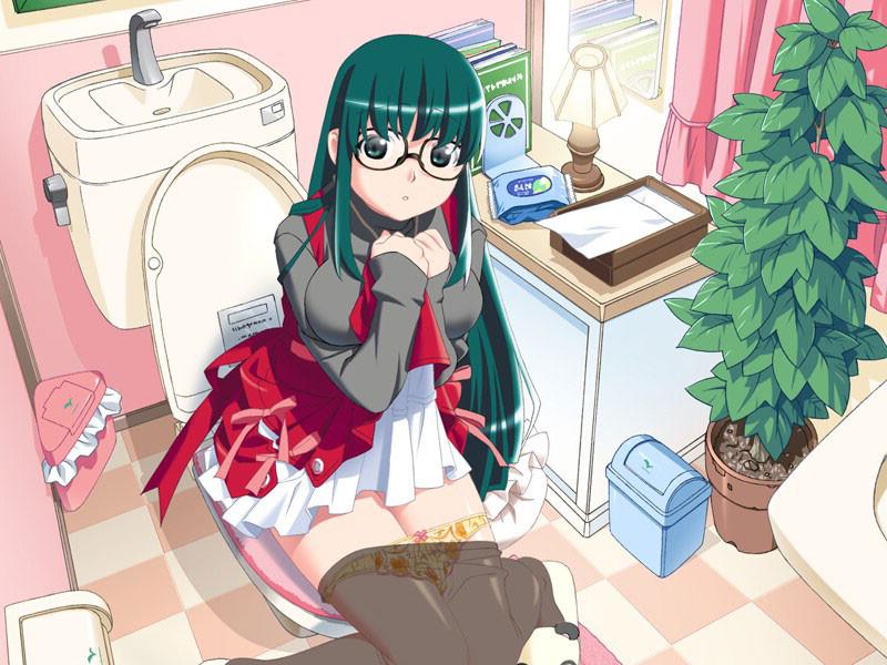 18P Nerdy big titty anime maid on the toilet and taking a hot bath