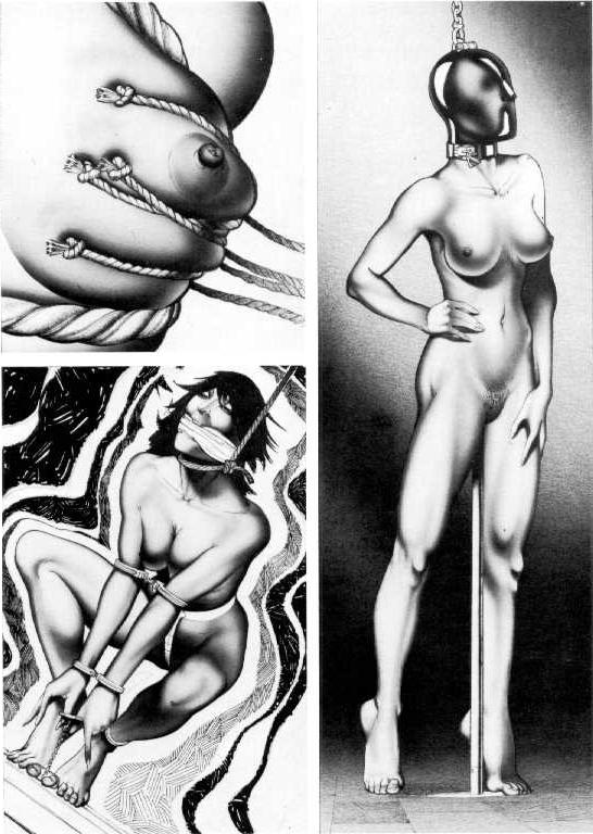 15P vintage bondage drawings of beautiful women