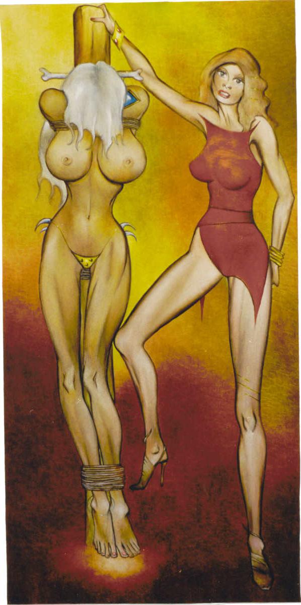 15P tall platinum blonde in evil bdsm art