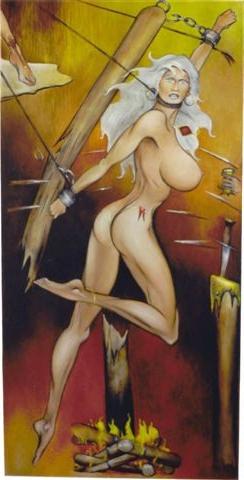 15P tall platinum blonde in evil bdsm art