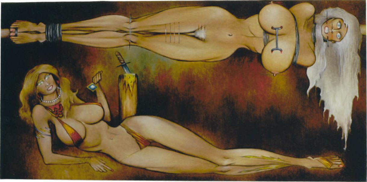 15P tall platinum blonde in evil bdsm art