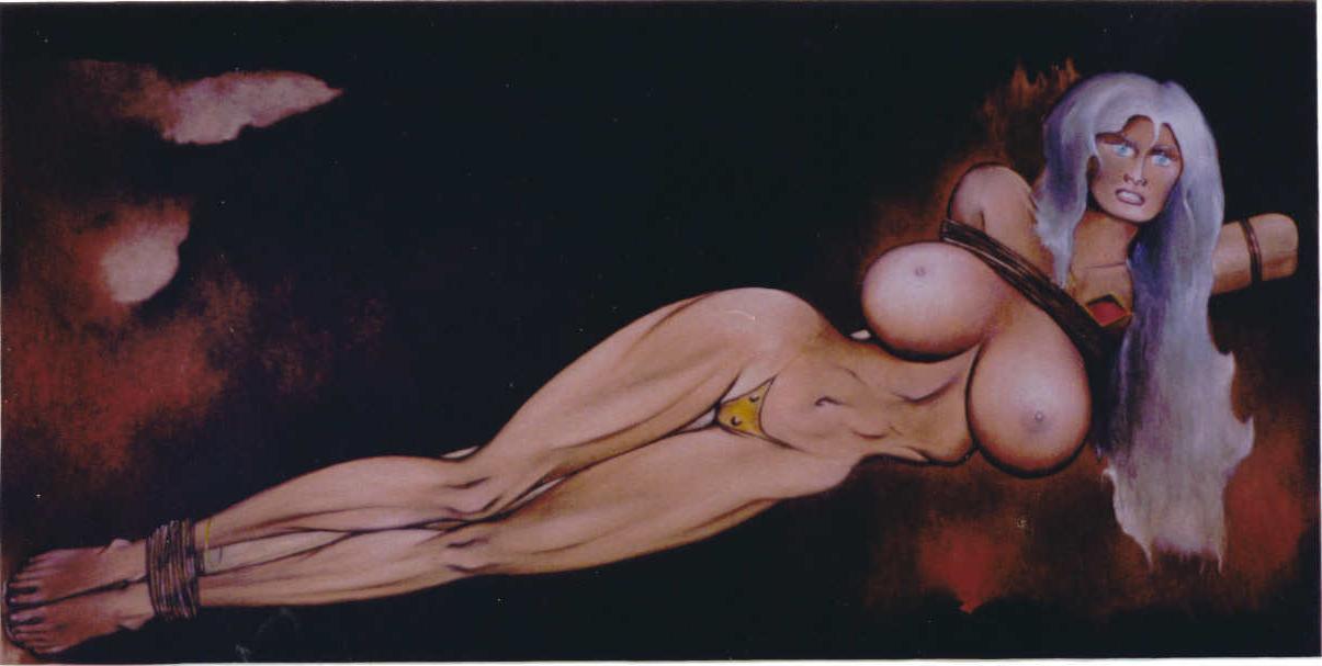 15P tall platinum blonde in evil bdsm art