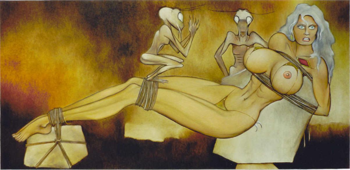 15P tall platinum blonde in evil bdsm art