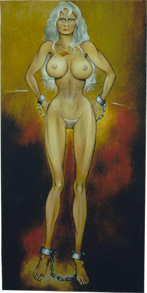 15P tall platinum blonde in evil bdsm art