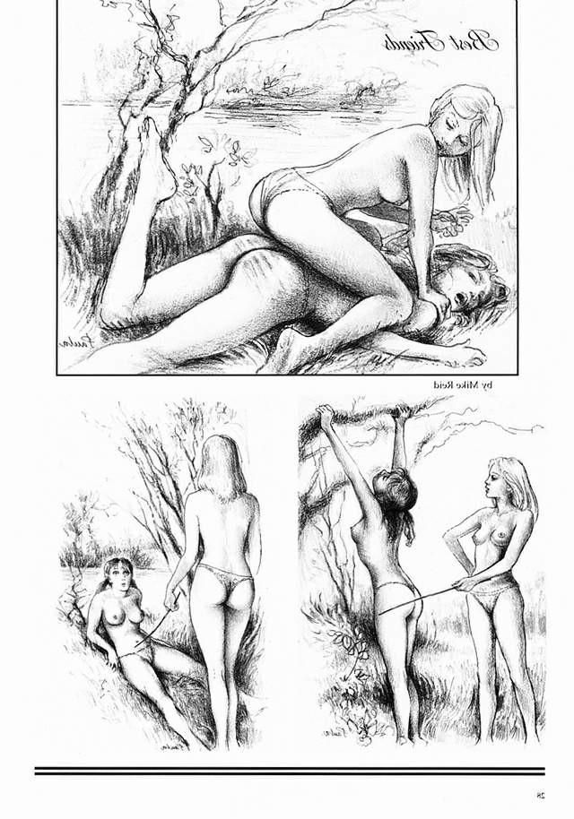 15P classic female hard spanking drawings