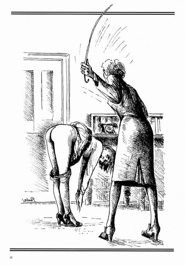 15P classic female hard spanking drawings