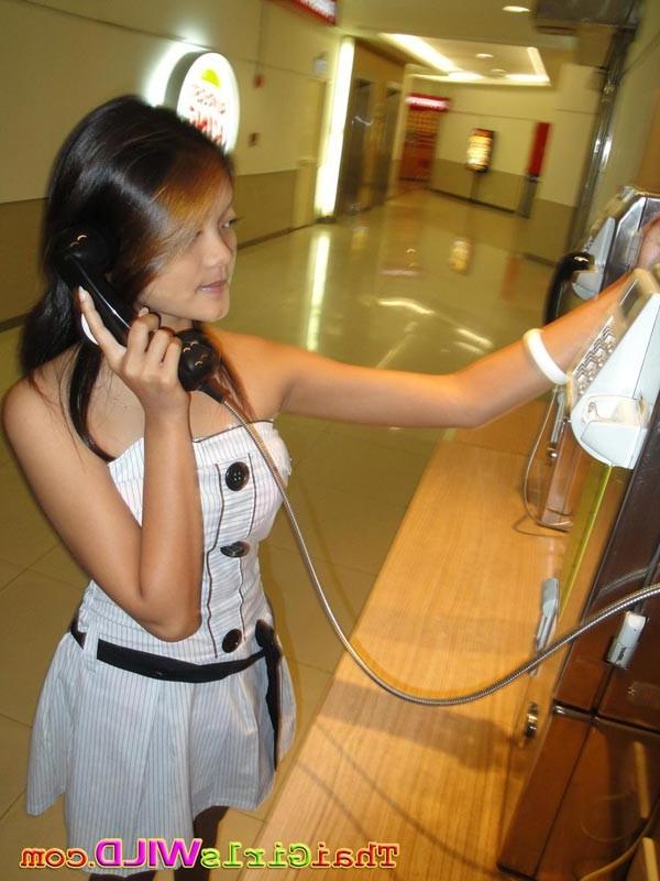 16P Hot Thai teen named Miy flashing tits and pussy outside then self shots