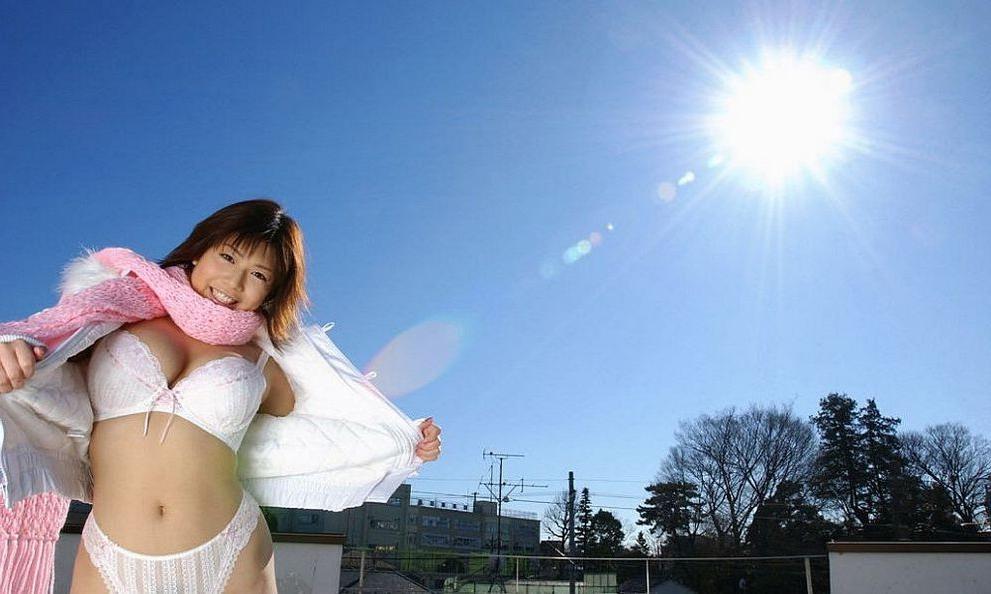15P Busty japanese Mai Haruna showing tits in lingerie