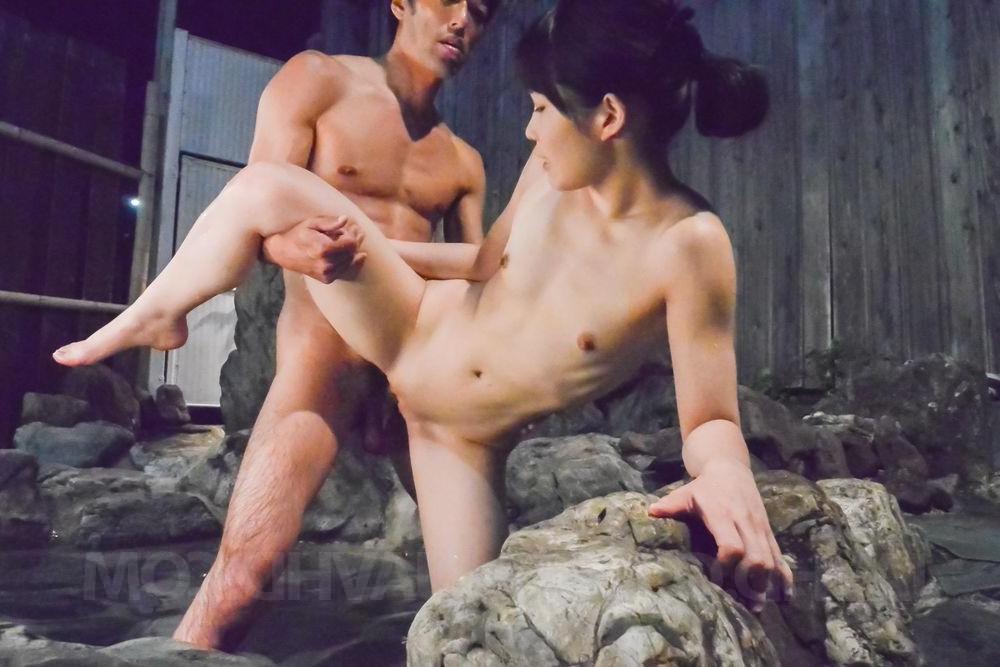 16P Yui Kasugano Asian sucks dick and has cunt fingered in water