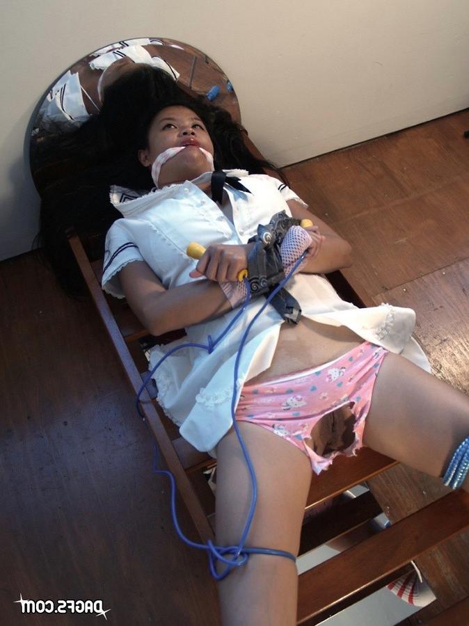 11P Asian Girlfriend Tied to Chair with hairy Pussy Exposed