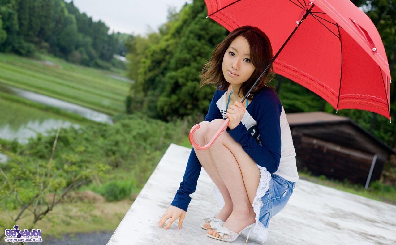 16P Jun shows off her hairy Asian pussy with a smile