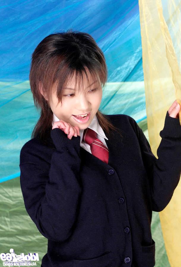 15P Cute japanese schoolgirl with a shaved pussy