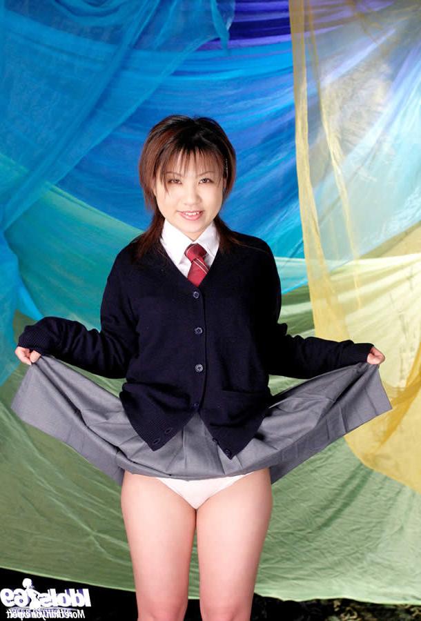 15P Cute japanese schoolgirl with a shaved pussy