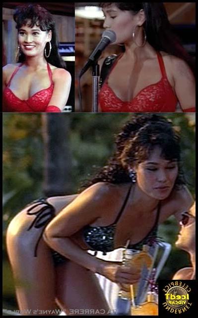 15P Waynes World babe Tia Carrera nude in the hot tub