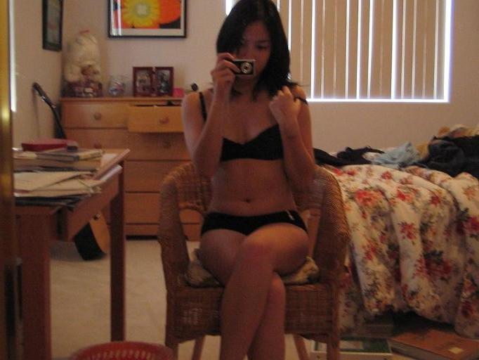 16P Girl plays with camera in her room for some selfpics