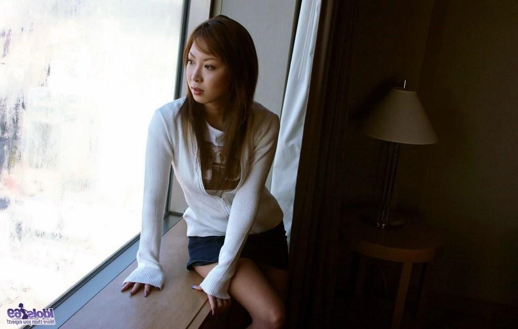 15P Cute hot Japanese office lady in a hotel room pose