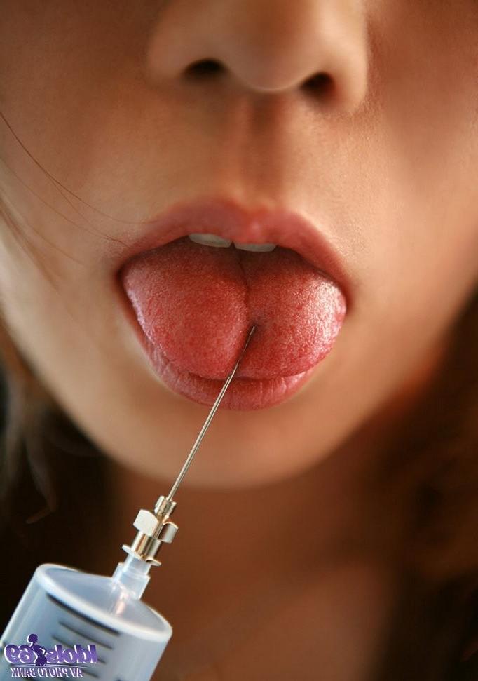 16P Beautiful Japanese nurse strips down and plays with an injection