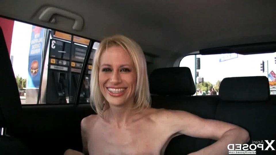 16P Blonde babe, Kylie Worthy, puts on a sexy tease while pumping gas and shows off 