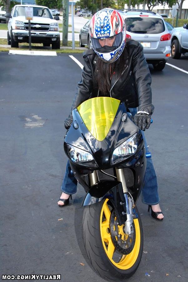 12P Hot big tits biker babe gets pounded against her motorcycle in these slammin fuc