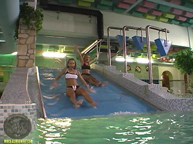 15P Two girls at waterpark