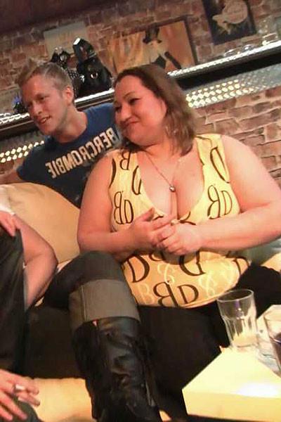 12P The fatty at the BBW orgy party in the bar is bent over and her pussy is savaged
