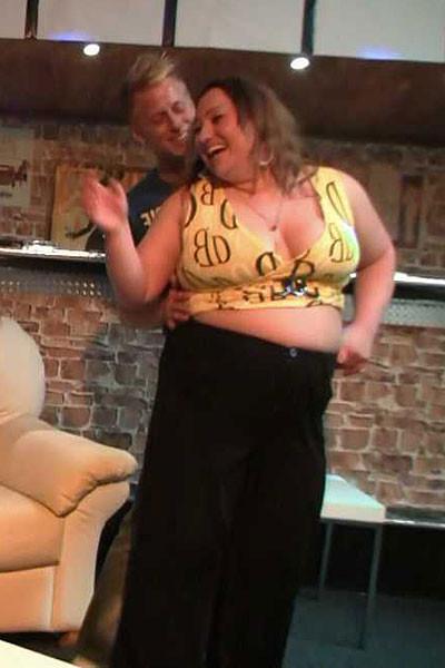 12P The fatty at the BBW orgy party in the bar is bent over and her pussy is savaged